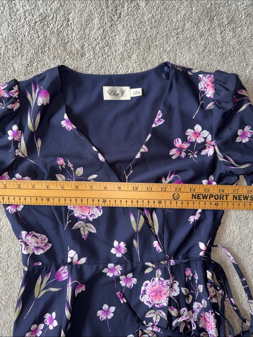 Eliza J Navy Floral Print Wrap Dress size 2 - Picture 10 of 12